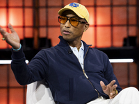 Pharrell Williams, Artist and Entrepreneur, on Centre Stage during the opening night of Web Summit 2024 at the MEO Arena in Lisbon, Portugal...