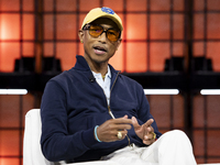 Pharrell Williams, Artist and Entrepreneur, on Centre Stage during the opening night of Web Summit 2024 at the MEO Arena in Lisbon, Portugal...