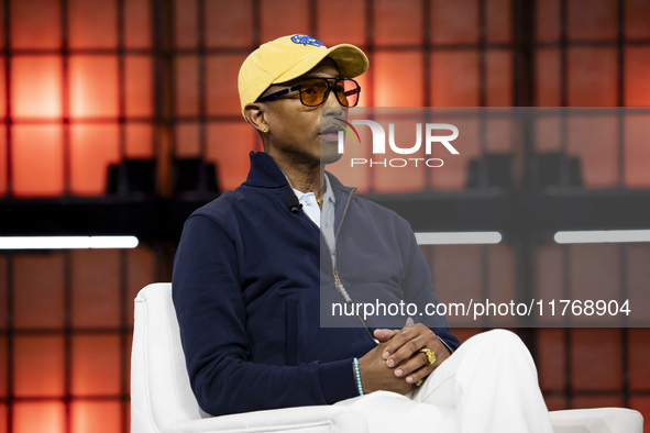 Pharrell Williams, Artist and Entrepreneur, on Centre Stage during the opening night of Web Summit 2024 at the MEO Arena in Lisbon, Portugal...