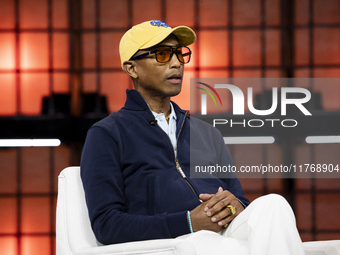 Pharrell Williams, Artist and Entrepreneur, on Centre Stage during the opening night of Web Summit 2024 at the MEO Arena in Lisbon, Portugal...