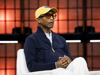 Pharrell Williams, Artist and Entrepreneur, on Centre Stage during the opening night of Web Summit 2024 at the MEO Arena in Lisbon, Portugal...