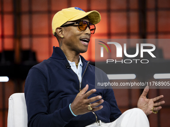 Pharrell Williams, Artist and Entrepreneur, on Centre Stage during the opening night of Web Summit 2024 at the MEO Arena in Lisbon, Portugal...