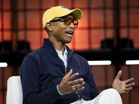 Pharrell Williams, Artist and Entrepreneur, on Centre Stage during the opening night of Web Summit 2024 at the MEO Arena in Lisbon, Portugal...