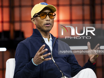 Pharrell Williams, Artist and Entrepreneur, on Centre Stage during the opening night of Web Summit 2024 at the MEO Arena in Lisbon, Portugal...