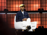 Pharrell Williams, Artist and Entrepreneur, on Centre Stage during the opening night of Web Summit 2024 at the MEO Arena in Lisbon, Portugal...