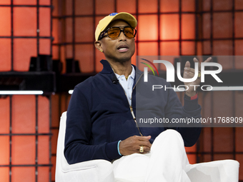 Pharrell Williams, Artist and Entrepreneur, on Centre Stage during the opening night of Web Summit 2024 at the MEO Arena in Lisbon, Portugal...