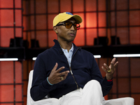 Pharrell Williams, Artist and Entrepreneur, on Centre Stage during the opening night of Web Summit 2024 at the MEO Arena in Lisbon, Portugal...