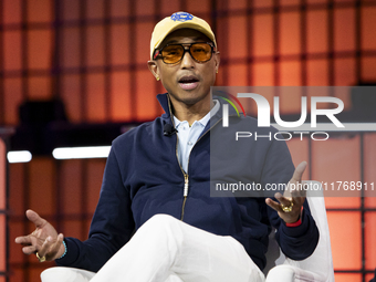 Pharrell Williams, Artist and Entrepreneur, on Centre Stage during the opening night of Web Summit 2024 at the MEO Arena in Lisbon, Portugal...