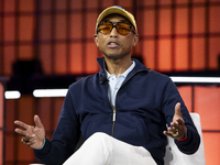 Pharrell Williams, Artist and Entrepreneur, on Centre Stage during the opening night of Web Summit 2024 at the MEO Arena in Lisbon, Portugal...