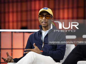 Pharrell Williams, Artist and Entrepreneur, on Centre Stage during the opening night of Web Summit 2024 at the MEO Arena in Lisbon, Portugal...