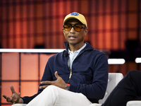 Pharrell Williams, Artist and Entrepreneur, on Centre Stage during the opening night of Web Summit 2024 at the MEO Arena in Lisbon, Portugal...