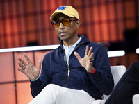 Pharrell Williams, Artist and Entrepreneur, on Centre Stage during the opening night of Web Summit 2024 at the MEO Arena in Lisbon, Portugal...