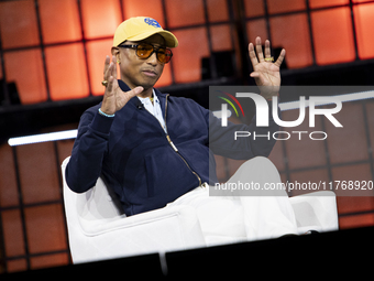 Pharrell Williams, Artist and Entrepreneur, on Centre Stage during the opening night of Web Summit 2024 at the MEO Arena in Lisbon, Portugal...