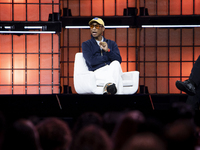 Pharrell Williams, Artist and Entrepreneur, on Centre Stage during the opening night of Web Summit 2024 at the MEO Arena in Lisbon, Portugal...