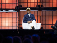 Pharrell Williams, Artist and Entrepreneur, on Centre Stage during the opening night of Web Summit 2024 at the MEO Arena in Lisbon, Portugal...