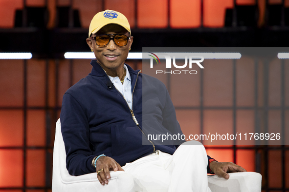 Pharrell Williams, Artist and Entrepreneur, on Centre Stage during the opening night of Web Summit 2024 at the MEO Arena in Lisbon, Portugal...