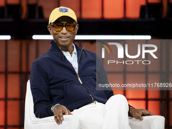 Pharrell Williams, Artist and Entrepreneur, on Centre Stage during the opening night of Web Summit 2024 at the MEO Arena in Lisbon, Portugal...