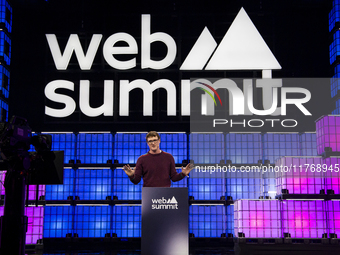 The CEO and Founder of Web Summit, Paddy Cosgrave, is present at the center stage during the opening night of Web Summit 2024 at Altice Aren...