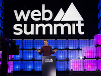 The CEO and Founder of Web Summit, Paddy Cosgrave, is present at the center stage during the opening night of Web Summit 2024 at Altice Aren...