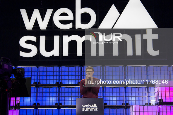 The CEO and Founder of Web Summit, Paddy Cosgrave, is present at the center stage during the opening night of Web Summit 2024 at Altice Aren...