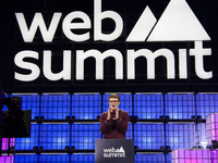 The CEO and Founder of Web Summit, Paddy Cosgrave, is present at the center stage during the opening night of Web Summit 2024 at Altice Aren...