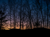 Smoke blankets the area surrounding Orange County, New York, at sunset as wildfires burn along the New York and New Jersey border on Novembe...