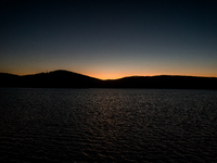 Smoke blankets the area surrounding Orange County, New York, at sunset as wildfires burn along the New York and New Jersey border on Novembe...