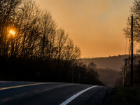 Smoke blankets the area surrounding Orange County, New York, as wildfires burn along the New York and New Jersey border on November 11, 2024...