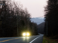 Smoke blankets the area surrounding Orange County, New York, as wildfires burn along the New York and New Jersey border on November 11, 2024...