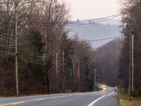 Smoke blankets the area surrounding Orange County, New York, as wildfires burn along the New York and New Jersey border on November 11, 2024...