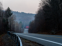 Smoke blankets the area surrounding Orange County, New York, as wildfires burn along the New York and New Jersey border on November 11, 2024...