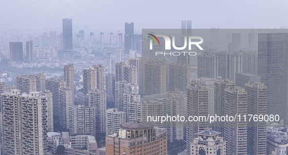 A photo taken in Huai'an, China, on November 12, 2024, shows residential buildings in the urban area of Huai'an City, East China's Jiangsu p...