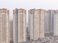 A photo taken in Huai'an, China, on November 12, 2024, shows residential buildings in the urban area of Huai'an City, East China's Jiangsu p...