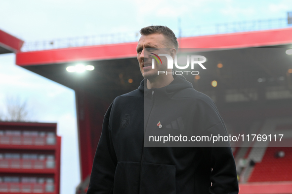 Dan Burn of Newcastle United during the Premier League match between Nottingham Forest and Newcastle United at the City Ground in Nottingham...