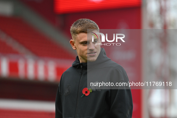 Harvey Barnes of Newcastle United participates in the Premier League match between Nottingham Forest and Newcastle United at the City Ground...