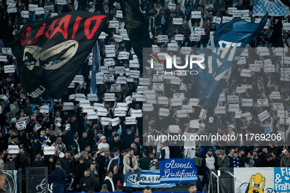 Supporters of SS Lazio during the UEFA Europa League 2024/25 League Phase MD4 match between SS Lazio and FC Porto at Stadio Olimpico on Nove...