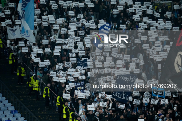 Supporters of SS Lazio during the UEFA Europa League 2024/25 League Phase MD4 match between SS Lazio and FC Porto at Stadio Olimpico on Nove...