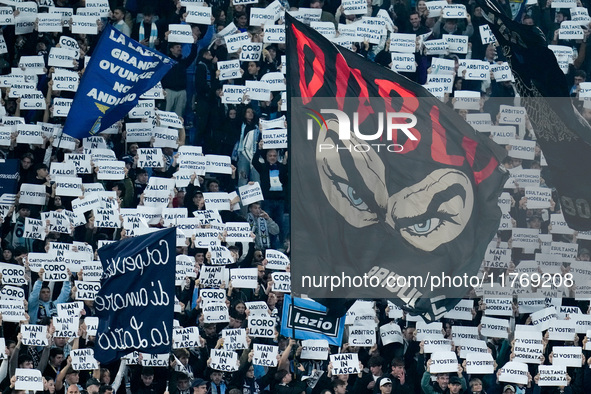 Supporters of SS Lazio during the UEFA Europa League 2024/25 League Phase MD4 match between SS Lazio and FC Porto at Stadio Olimpico on Nove...