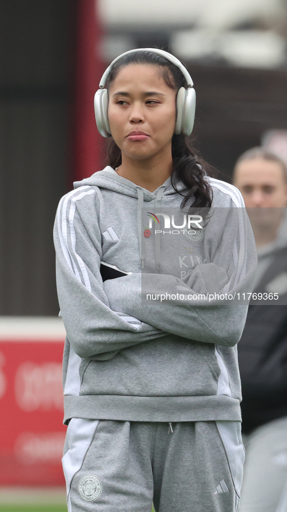 Asmita Ale of Leicester City Women participates in the pre-match warm-up during the Barclays FA Women's Super League soccer match between We...