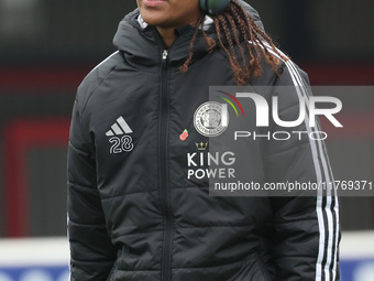 Shana Chossenotte of Leicester City Women participates in the pre-match warm-up during the Barclays FA Women's Super League soccer match bet...