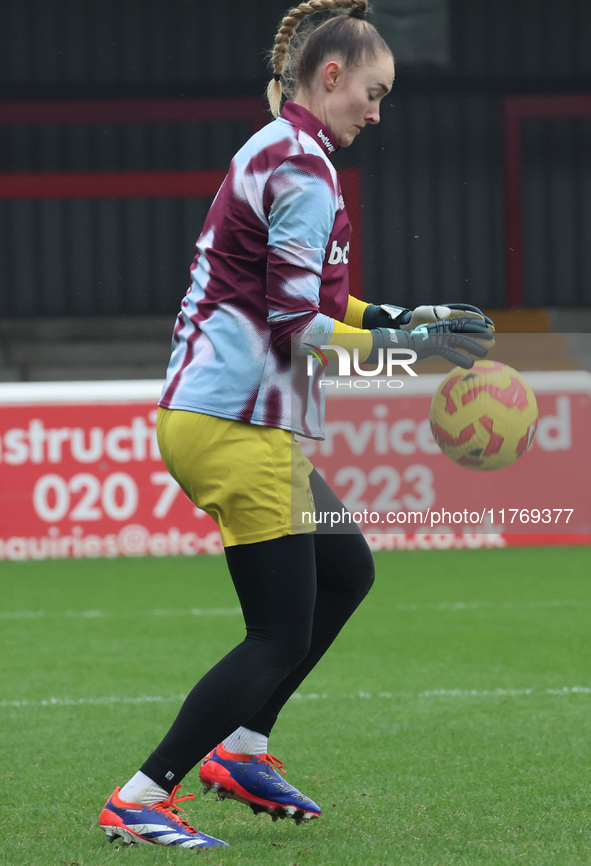 Kinga Szemik of West Ham United WFC participates in the pre-match warm-up during the Barclays FA Women's Super League soccer match between W...