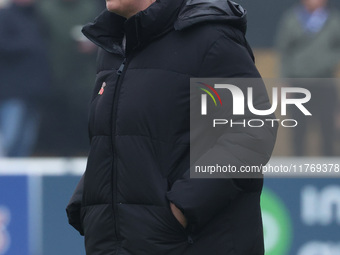 Rehanne Skinner manages West Ham United Women during the Barclays FA Women's Super League soccer match between West Ham United Women and Lei...