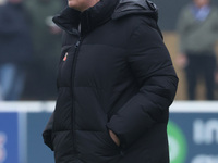 Rehanne Skinner manages West Ham United Women during the Barclays FA Women's Super League soccer match between West Ham United Women and Lei...