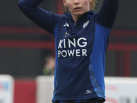 Hannah Cain of Leicester City Women participates in the pre-match warm-up during the Barclays FA Women's Super League soccer match between W...