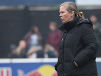 Rehanne Skinner manages West Ham United Women during the Barclays FA Women's Super League soccer match between West Ham United Women and Lei...