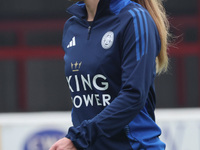 Janice Cayman of Leicester City Women participates in the pre-match warm-up during the Barclays FA Women's Super League soccer match between...