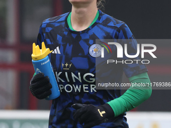 Jaina Leitzig of Leicester City Women participates in the pre-match warm-up during the Barclays FA Women's Super League soccer match between...