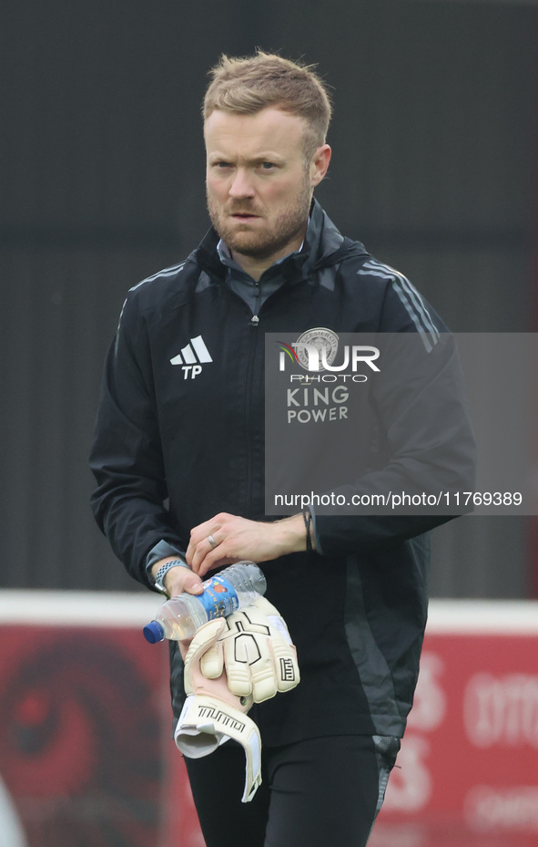 Tom Pressman, the First Team Goalkeeping Coach, is present during the Barclays FA Women's Super League soccer match between West Ham United...