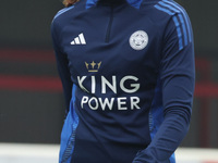 Julie Thibaud of Leicester City Women participates in the pre-match warm-up during the Barclays FA Women's Super League soccer match between...