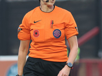 Referee Elizabeth Simms officiates during the Barclays FA Women's Super League soccer match between West Ham United Women and Leicester City...